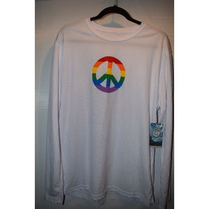 Vapor apparel size L upf 50+ sun protector long sleeve tshirt rainbow peace sign